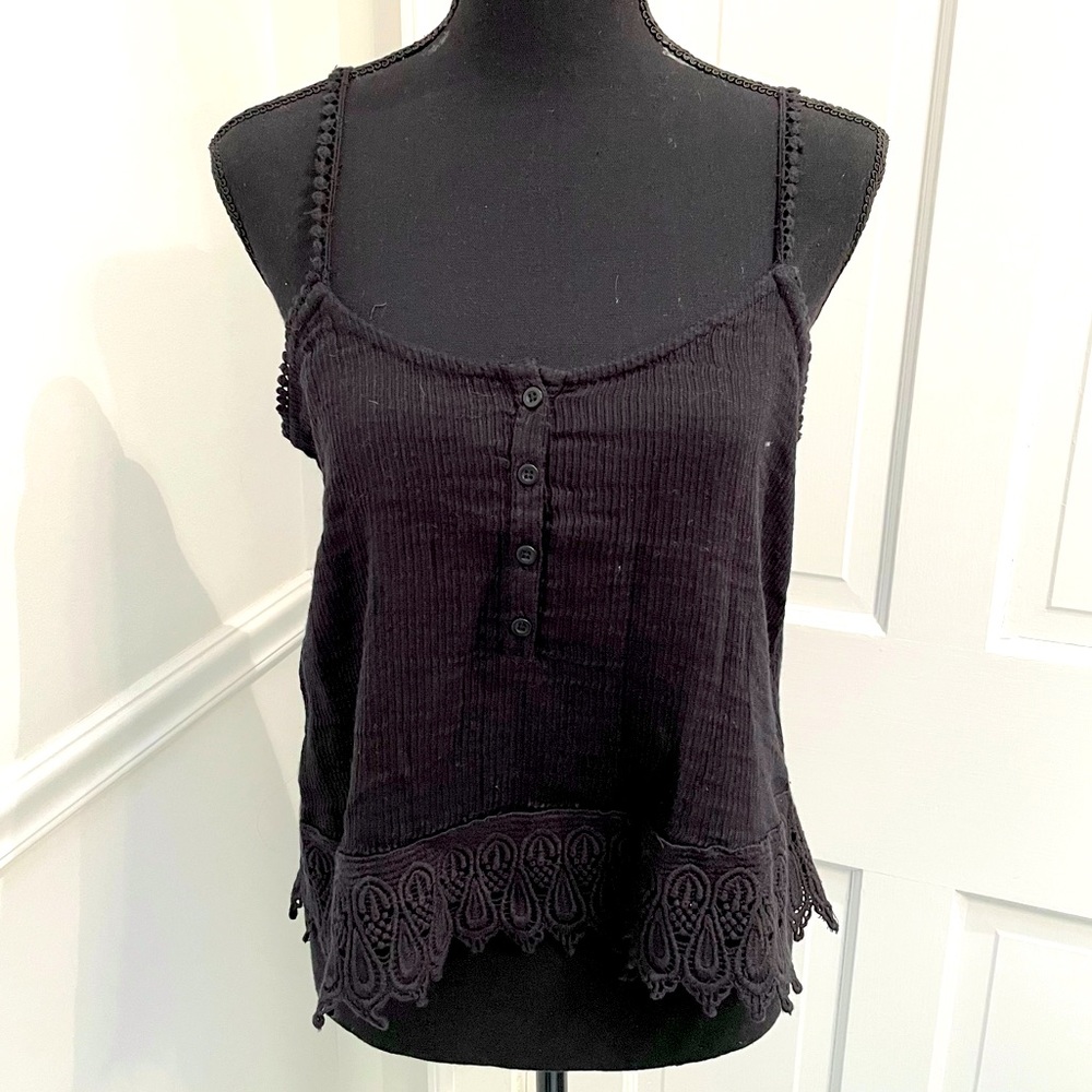 Volcom Black Lace Trim Tank Top